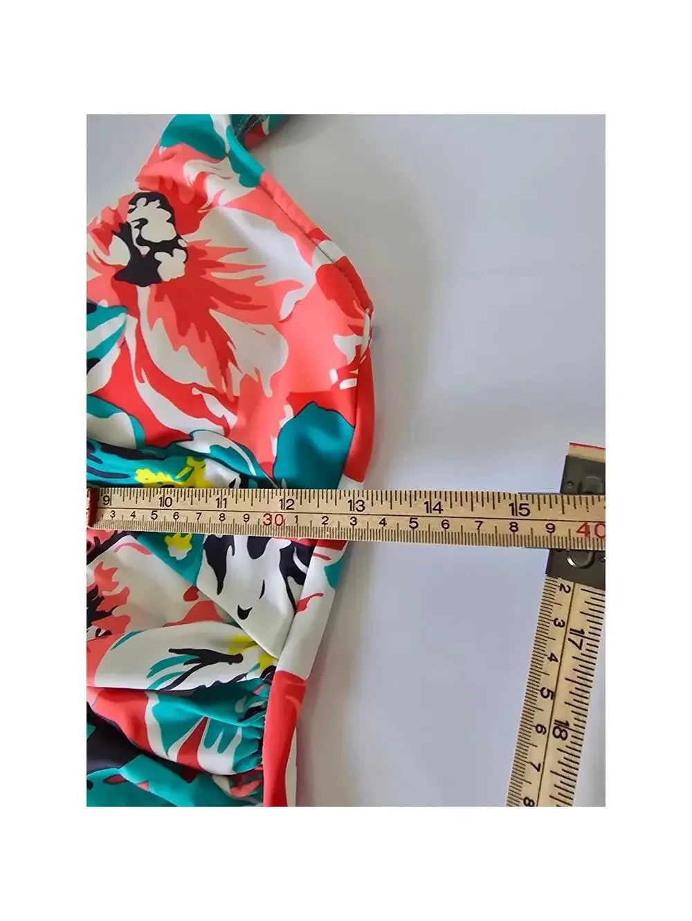 Tropical Floral Ruched One Piece Swimsuit Coral Teal V-Neck Padded Poshmark